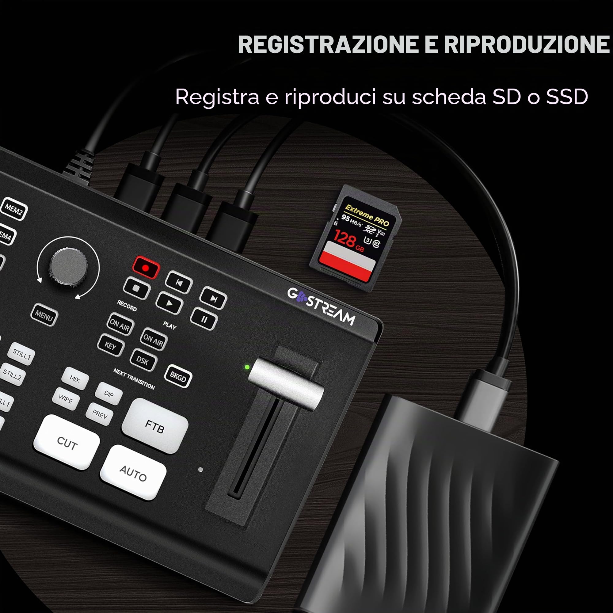 Osee GoStream Duet SDI e HDMI Mixer Video e Commutatore con Registrazione SD e Supporto NDI HX, Design Leggero con Dissipazione del Calore per Streaming Live in Tempo Reale