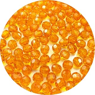 100pcs 12mm Acrylic Round Faceted Beads Colorful Crystal Plastic Spacer Beads Loose Beads for DIY Craft Making Necklace Bracelet Earring Wind Chimes(Orange)
