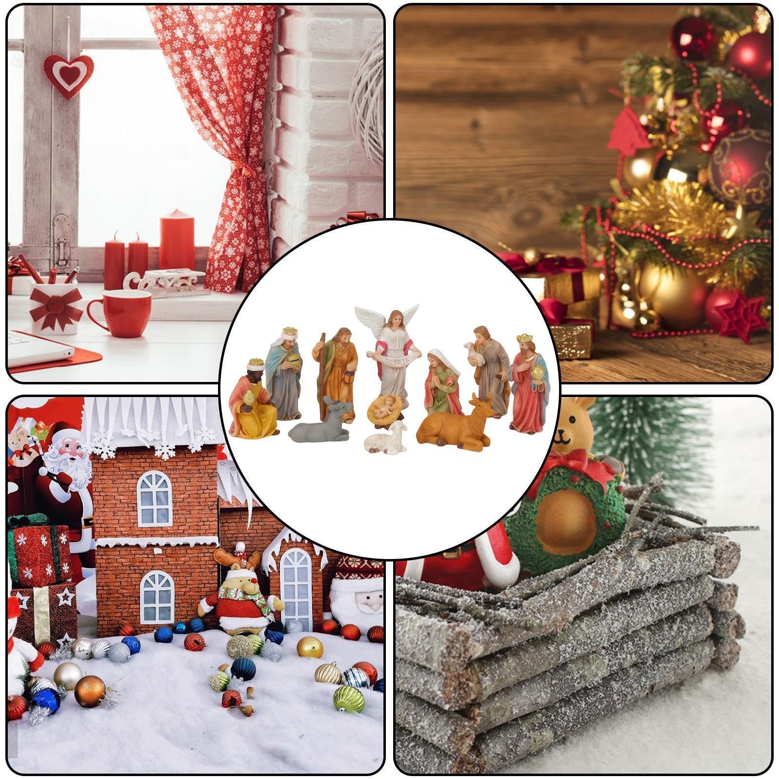 Christmas Nativity Scene, Set de nativity de resina, figuras cristianas | Holiday Nativity Decor for Home, Church, Table, Shelf, Fireplace, Office & Christmas Display