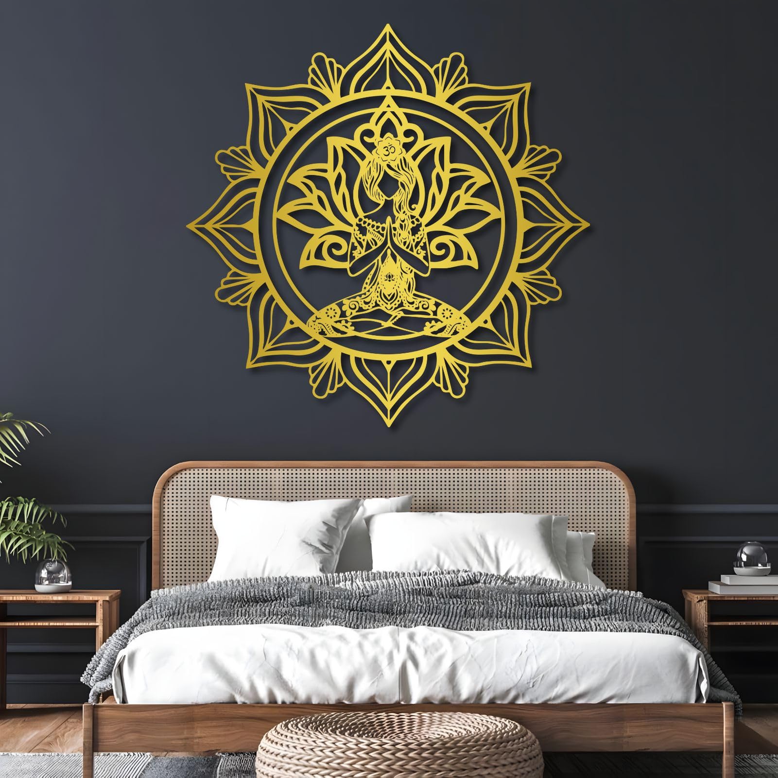 Méditation zen décoration murale or mandala métallique haut de gamme