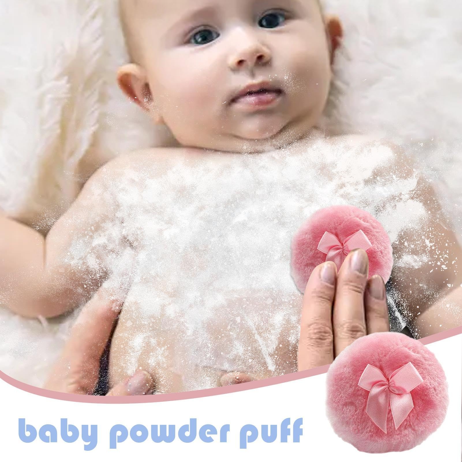 Houppette Per Bambino, Houppette Per Polvere Corporale, Sbuffo Di Polvere Rotonda Ultra Morbido Per Viso E Corpo Con Nodo In Nastro, Strumento Di Trucco A Secco Per Uso Domestico/Viaggio, Applicat