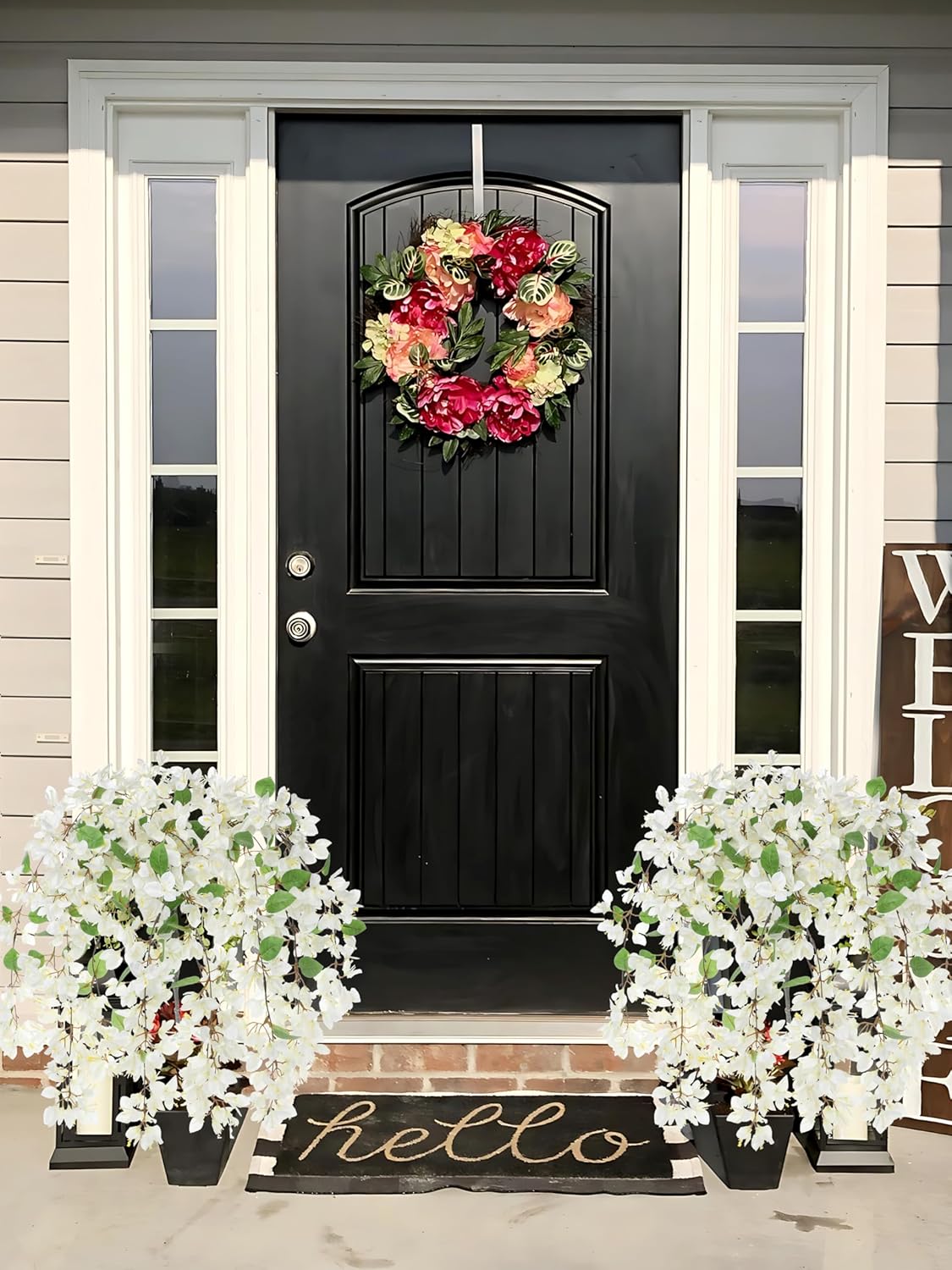33.5" Bougainvillea Artificial Flowers Fake White Flowers, UV Resistant Long Sprays Artificial Bougainvillea Flowers for Indoor & Outdoor Decor, 3PCS Faux Hanging Flower for Home Room Wedding Porch