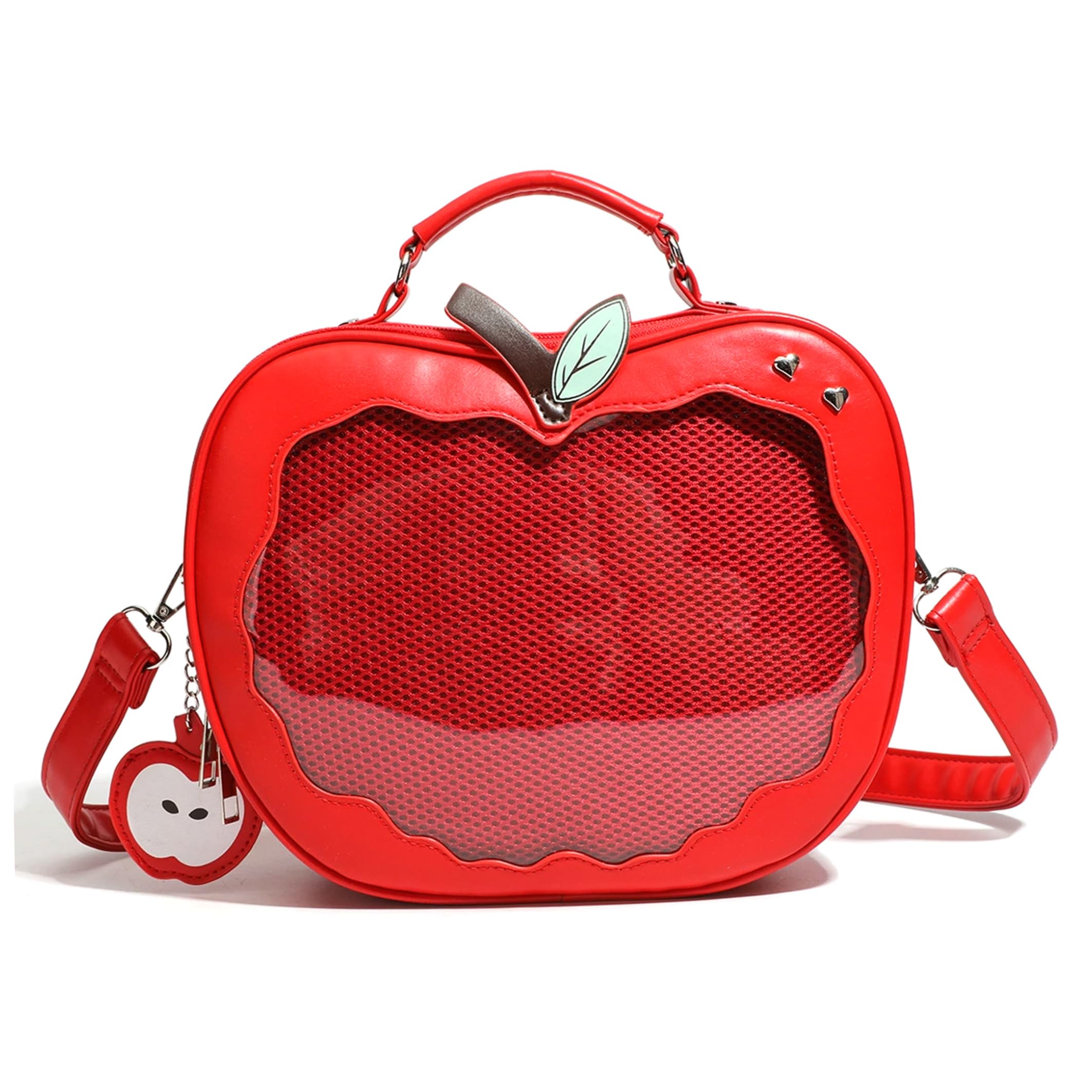 Itabagh, Red Ita Bag, Shaped Itabag With Transparent Display Window Convertible Ita Messenger Bag For Anime Fans, Sweet Style Pu Crossbody Backpack