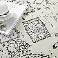 Vista 5 de Mantel de lino y algodón con mapa del mundo, mantel impreso con mapa antiguo, mantel rectangular lavable de estilo retro para cena, fiesta, picnic