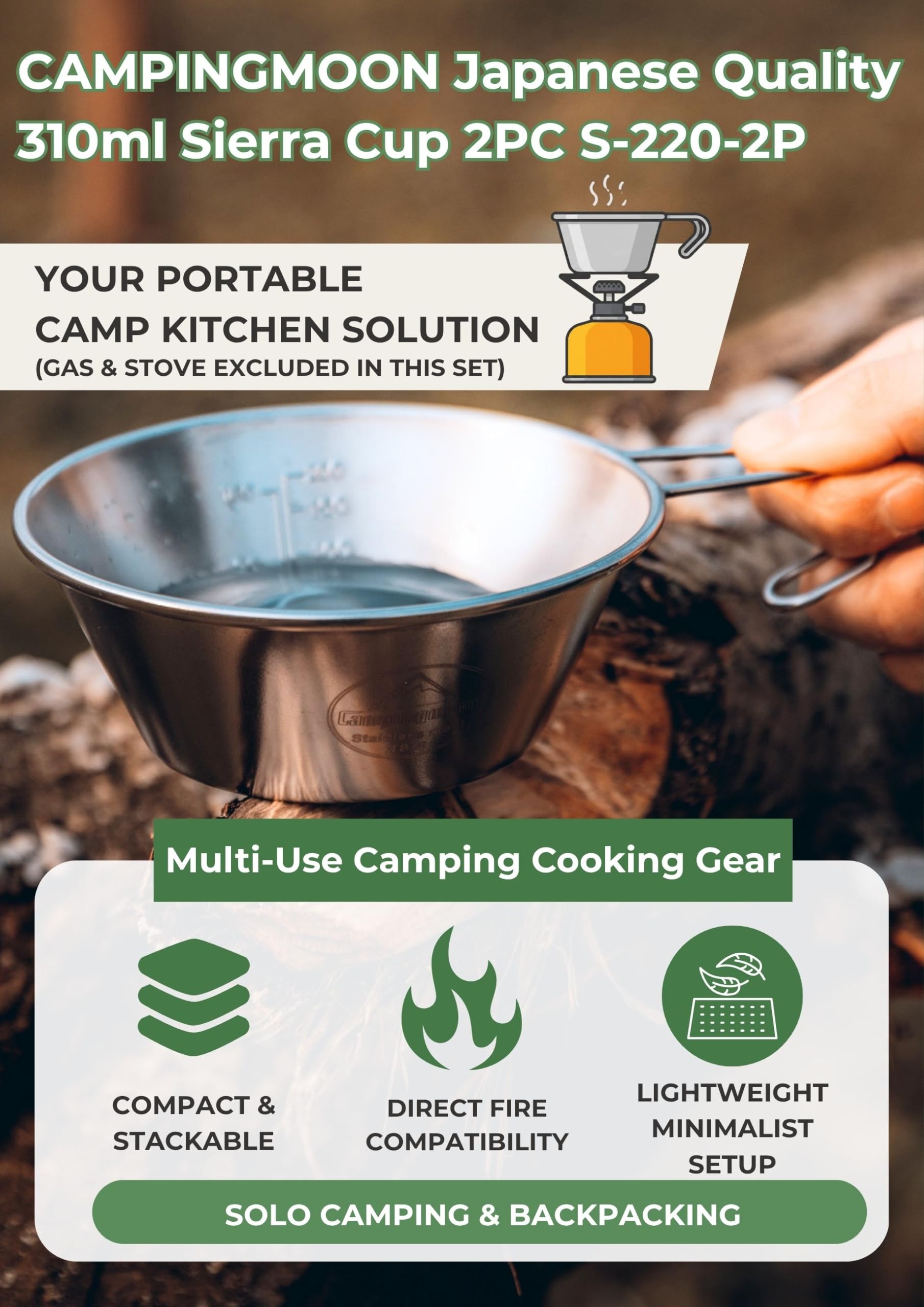 Amazon.co.jp: CAMPINGMOON ステンレススチール シエラカップ 2個