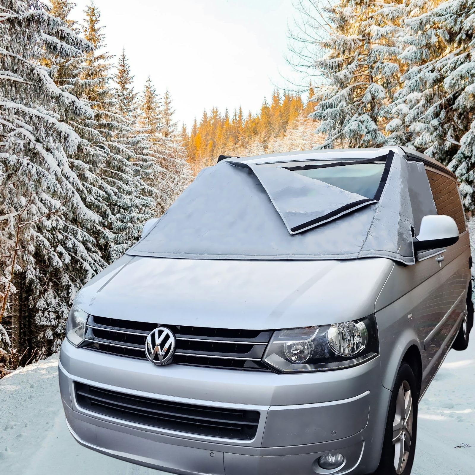 MARVIX VW T5 T6 Thermo-Schutzabdeckung für Außen-Windschutzscheibe Silber-Blenden Premium Mehrschichtiges Material Van-Blackout-Kabine Bildschirm Transporter Wohnmobil