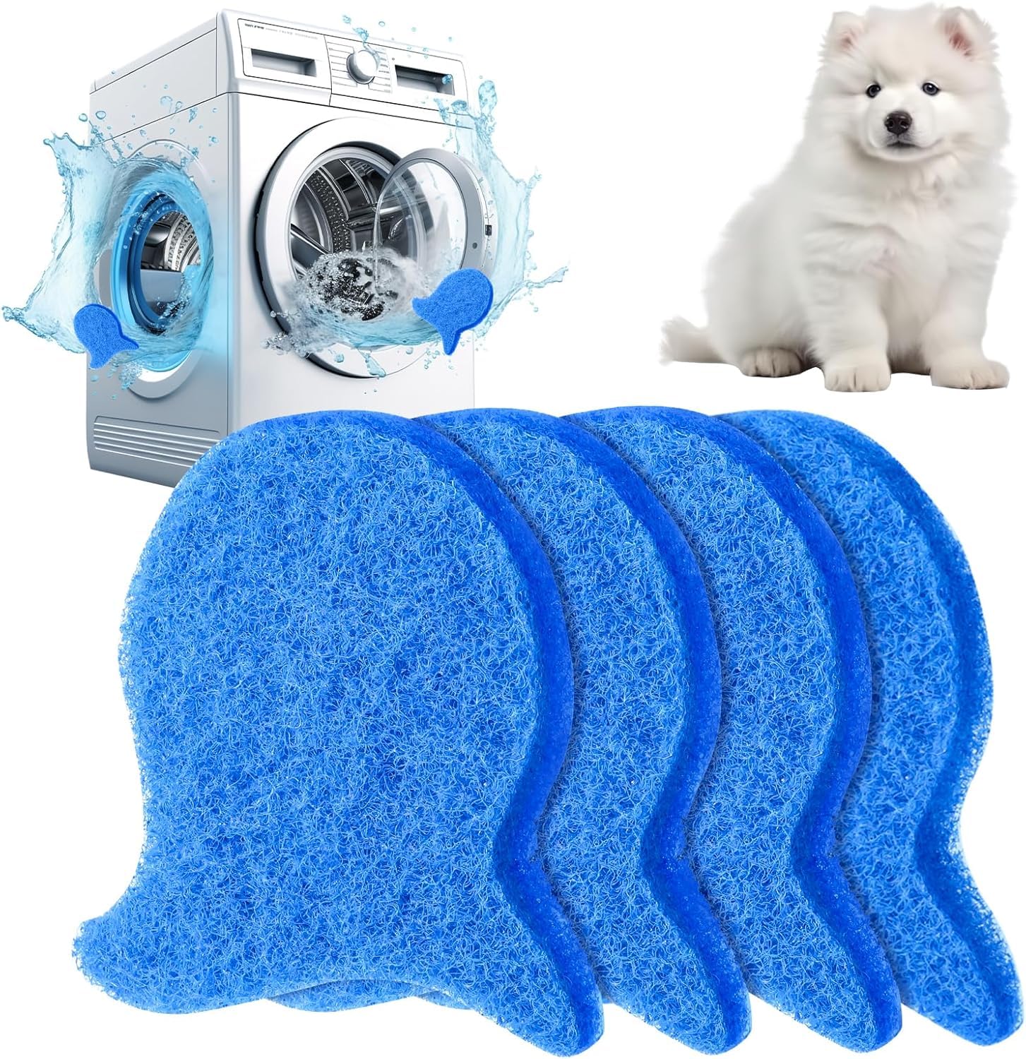 Pet Hair Remover for Laundry Reusable Hair and Lint Catcher Wet and Dry Use Pet Hair Catcher Effective Laundry Pet Hair Catcher for Washer & Dryer(4PCS)