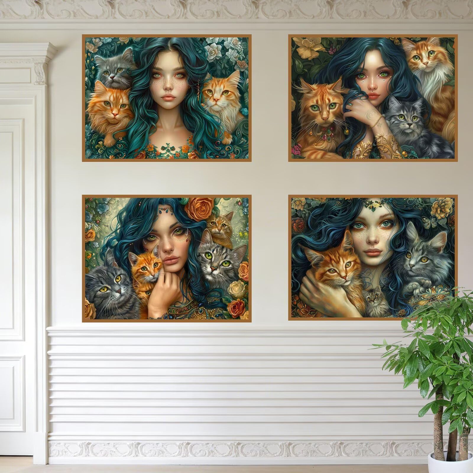 Diamentowe malowanie damskie 90 x 60 cm kwadratowy obraz diamentowy 4 sztuki 2026 nowy DIY 5D zestaw do malowania diamentami z akcesoriami, prezenty świąteczne, dekoracje świąteczne i noworoczne i