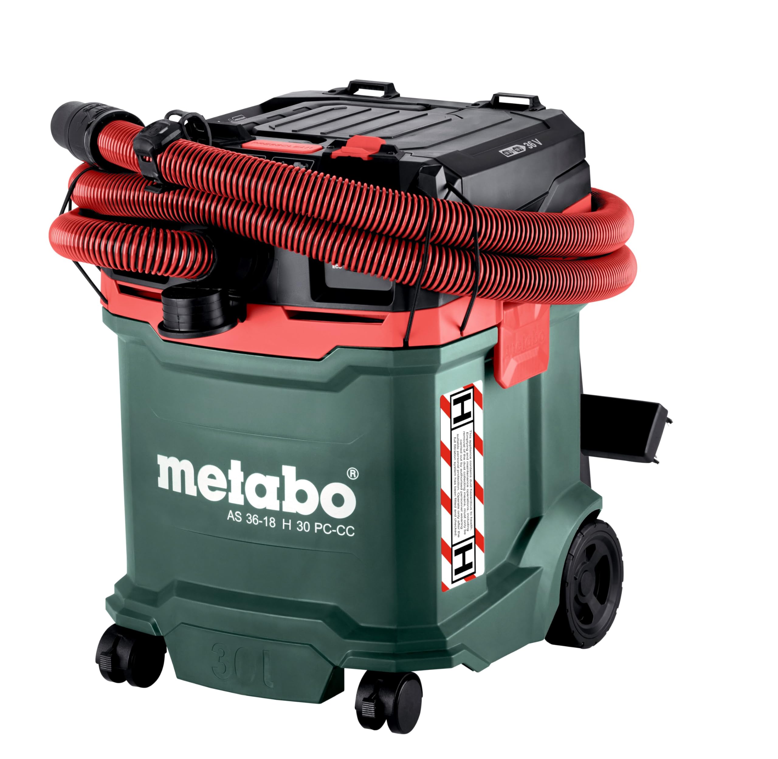 Metabo 2 aspiradoras inalámbricas de 18 V (36 V) Clase H en húmedo y seco, volumen de contenedor de 30 litros (solo piel)