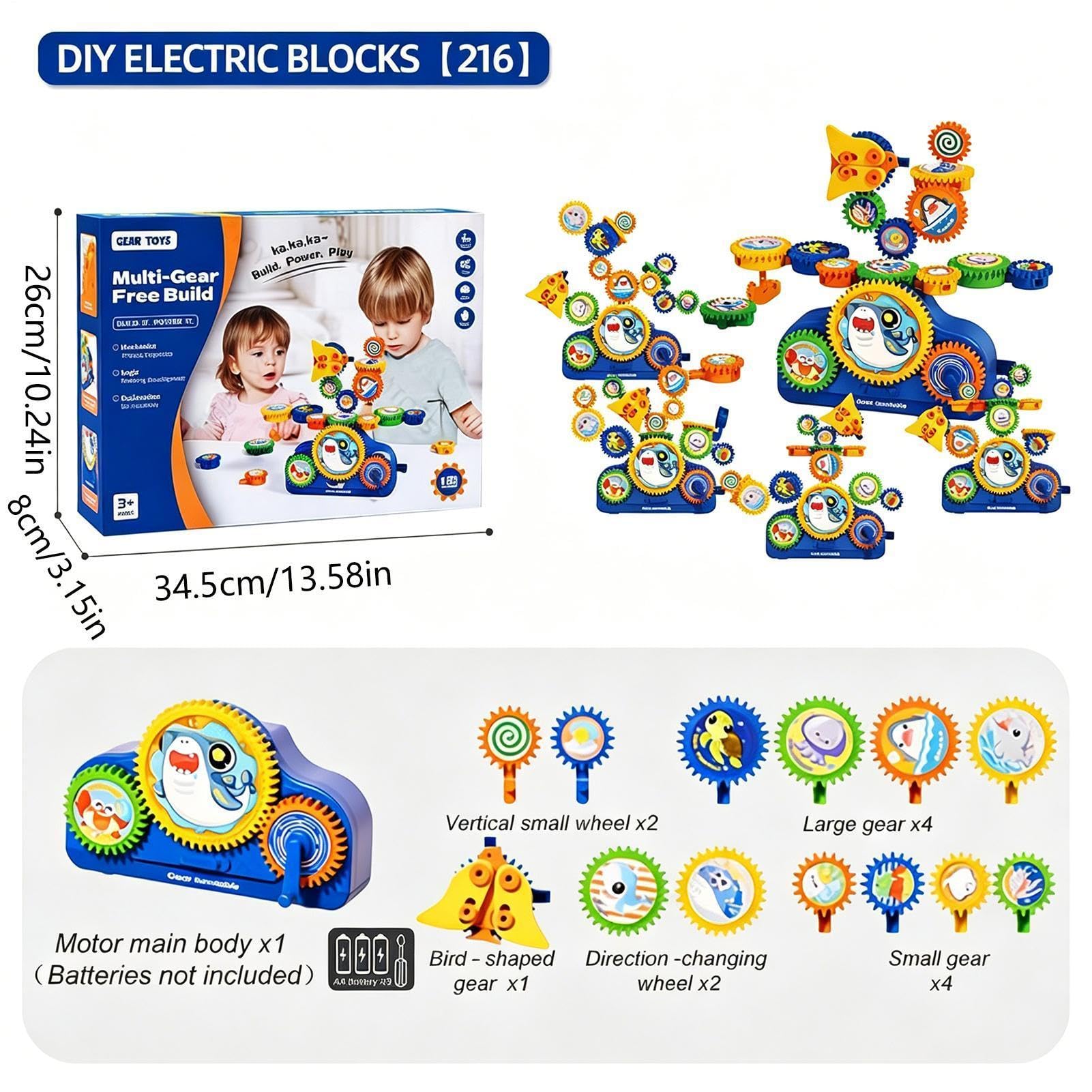 Bloques De Construcción De Engranajes Eléctricos Set Encajable Educativo Y
