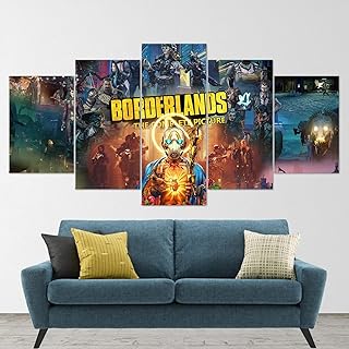 Borderlands Psycho 5 Piece Canvas Handmade Wall Art, Borderlands Poster, Living Room Decor, Canvas Art, Extra Large Wall Art, Borderlands 5 Piece, 5 Panel, Gifts (Large)