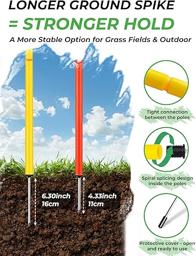 Miniatura 4 de SEAOTTER Bastones de entrenamiento de agilidad de fútbol, 61020 unidades de 6 pies ajustables desmontables para entrenamiento de velocidad,