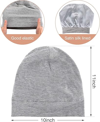 Miniatura 2 de Gorro de dormir con forro de satén, gorro de pelo encrespado, elástico, holgado, para la noche, protección del cabello, 4 unidades
