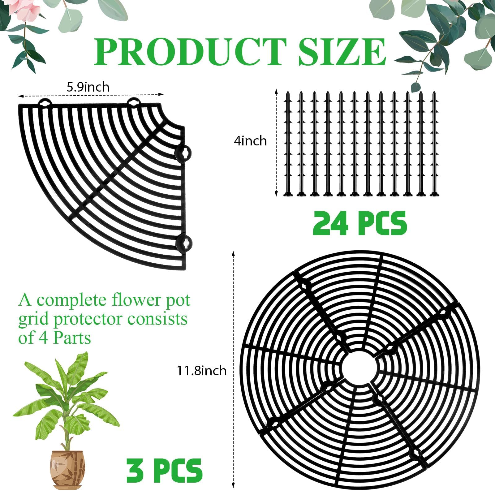 Grille Protection Plante 30 cm,3PCS Grille Protection Plante Chat,Protection Pot de Fleur Ronde,Grilles de Protection pour Pot de Fleurs Cache Plantes Découpable,Protection Pots Animaux pour Compagnie
