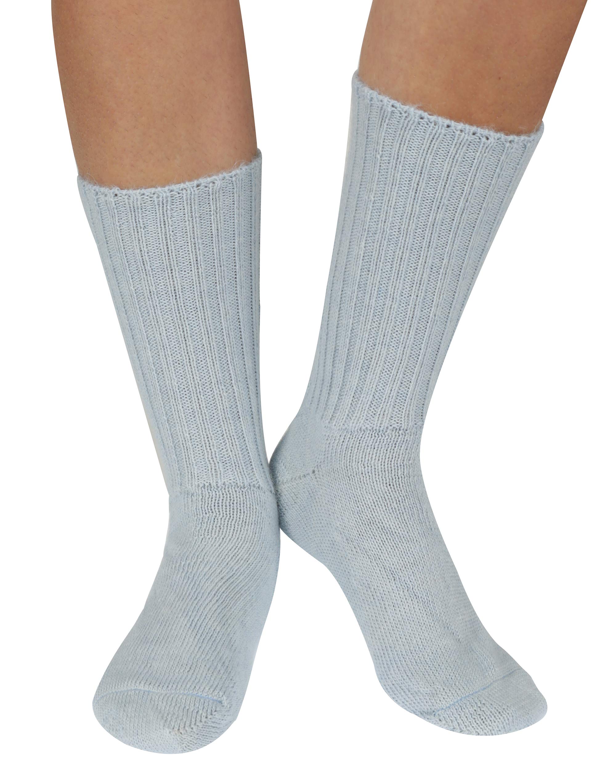 SeriouslySillySocksWomen 82% Alpaca Wool Elastic Free Bed/Lounge Sock 1 Pair Med 3-7 Soft Blue Extra Warm SeriouslySillySocks