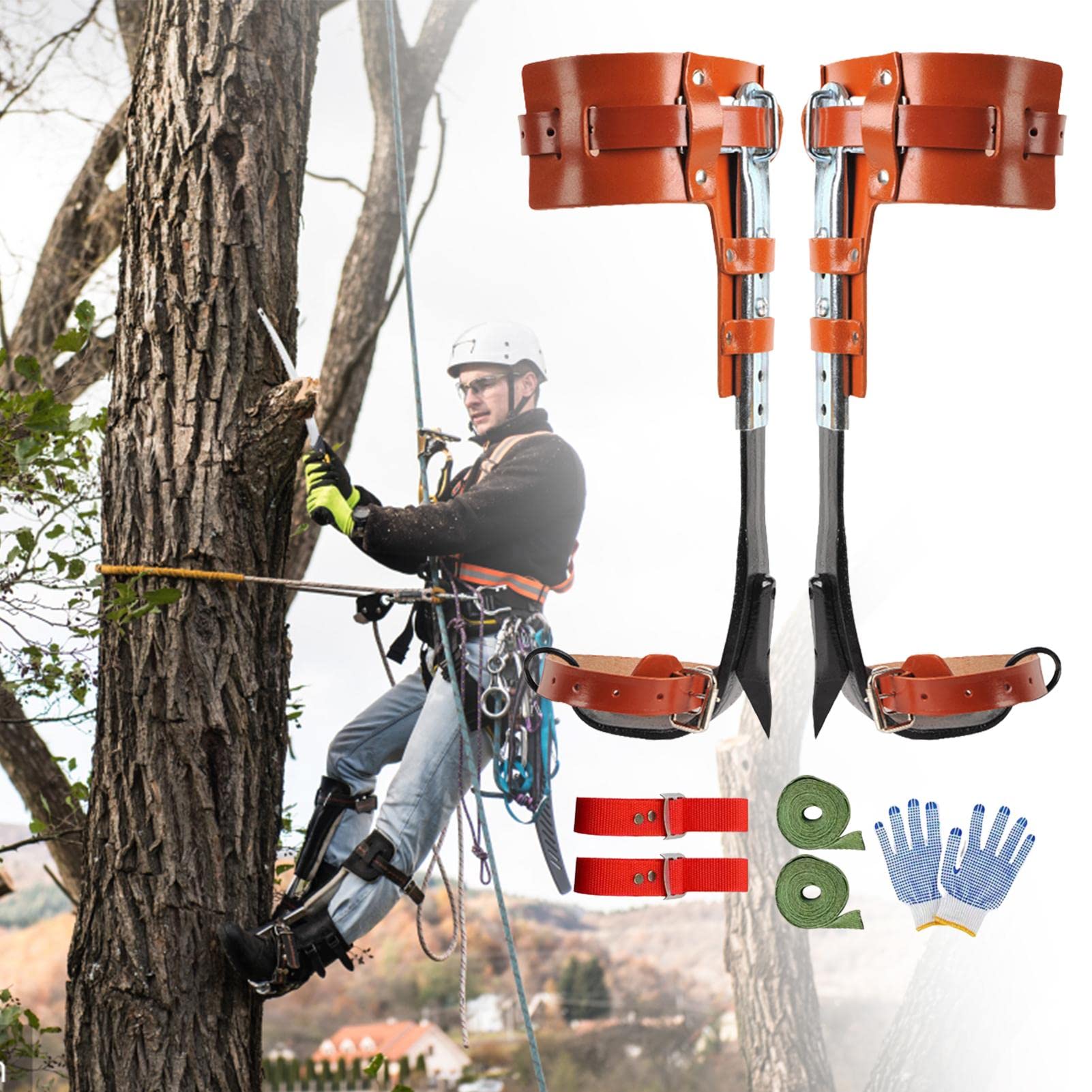 Picos para trepar árboles | Engranaje trepador árboles Acero Inoxidable - Forja Cuero Boutique Vertical y Herramienta para trepar árboles Corbata pie Gran en el árbol