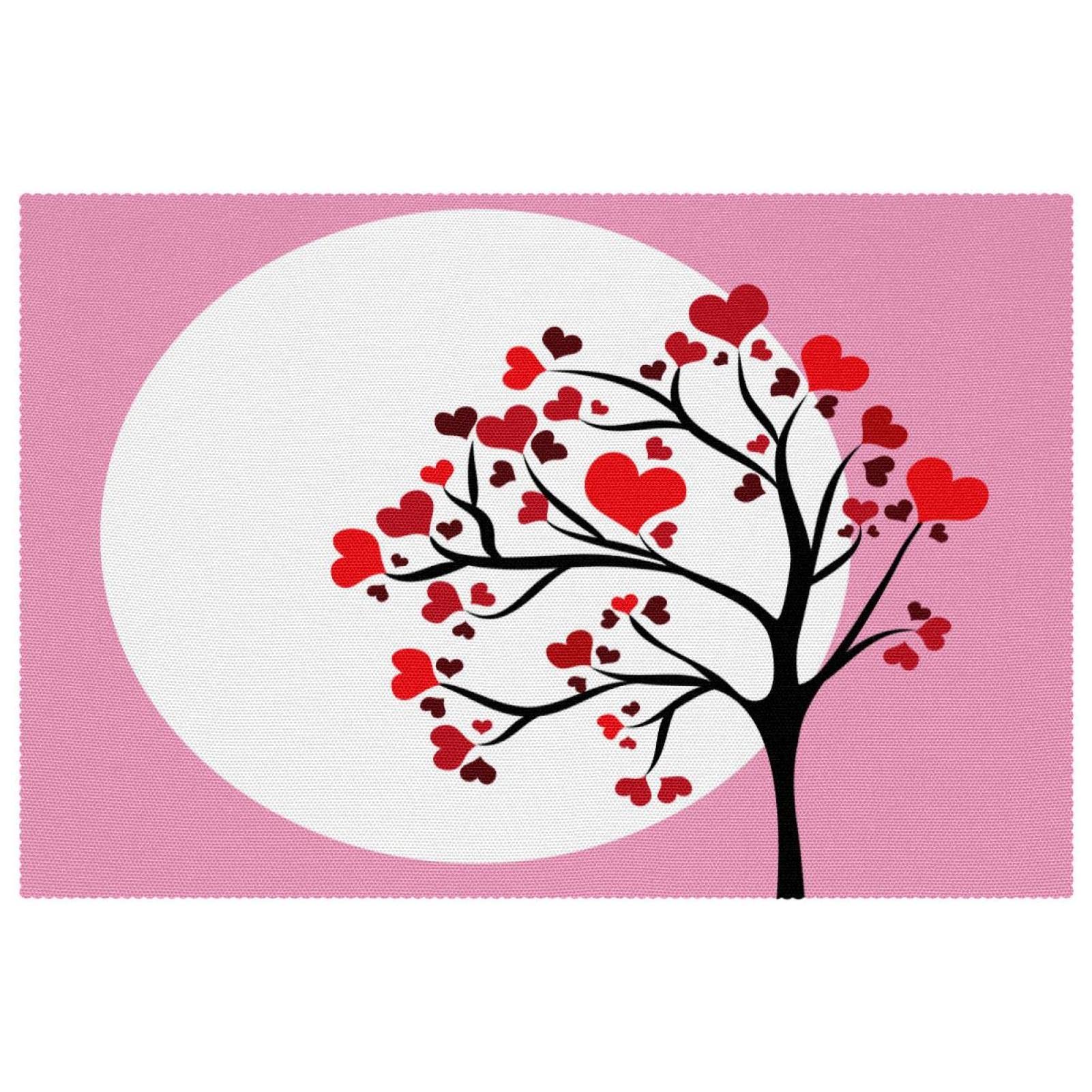 Set de table tissu Oxford pour repas de famille motif arbre rose