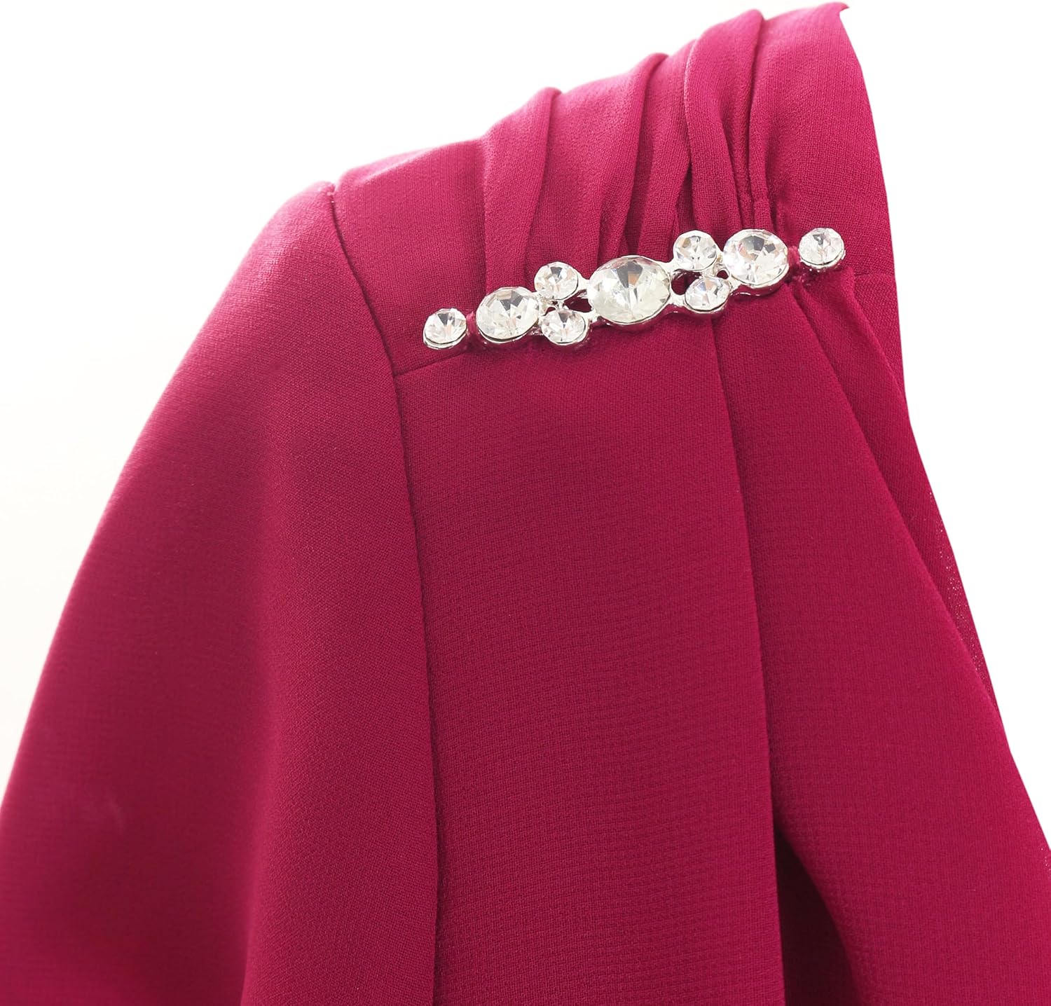 S.L. Fashions Women's Midi Cowl Neck Dress with Flutter Sleeve and Embellishment at Shoulder - Image 3