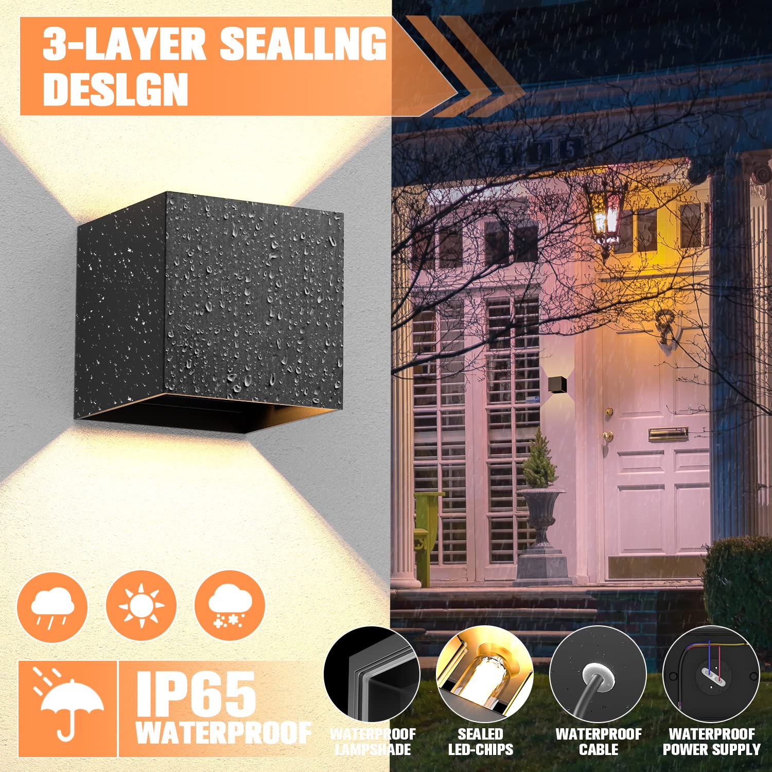 YrgePowk 2 Pezzi Lampade da Esterno Parete con 9W 3000K Bianco Caldo G9 Sorgente Luminosa Sostituibile，Moderna Applique da Esterno IP65 Impermeabile Angolo del Fascio Regolabile（Nero）