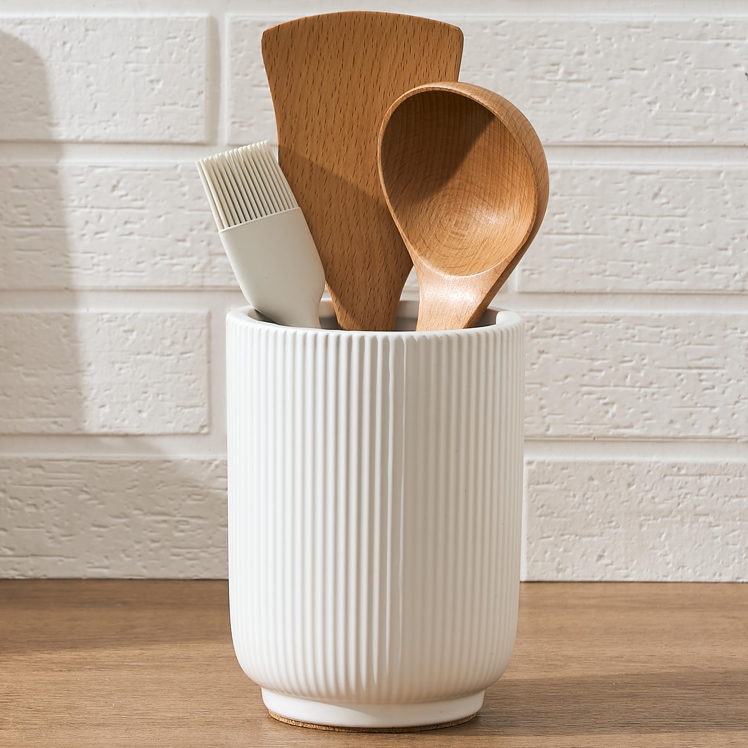 15,8 cm (H) Utensilienhalter für Küchentheke, nordischer minimalistischer Stil Kochutensilien-Halter und Topf Küchendekoration für Zuhause, Keramik-Utensilienorganizer für Spatel, Schöpflöffel