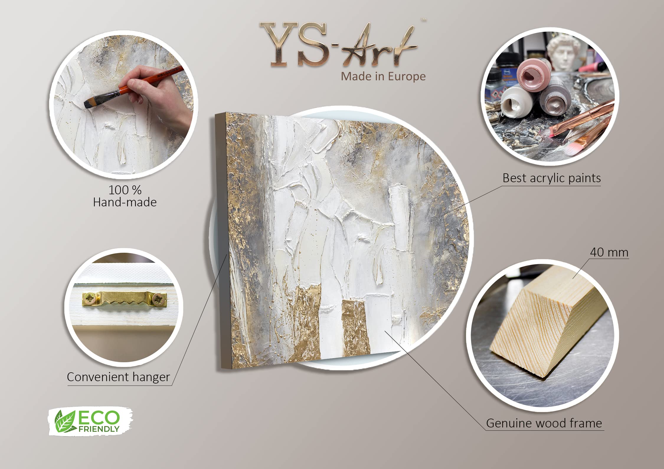 YS Peinture sur toile modern «Fantasi» | Tableau peinture modern pour la décoration intérieure Art Tableau mural peint à la main | Tableau mural à l'huile TRD002 (100×100cm)