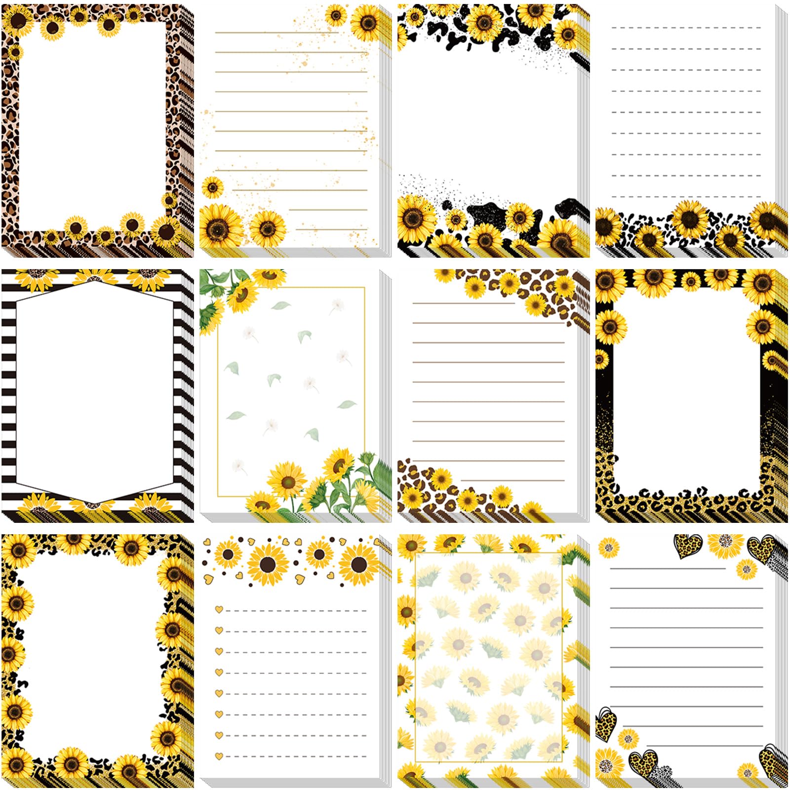 Moinchore 12 Pcs Sunflower Sticky Notes Leopard Sunflower to Do List Valentine's Day Gifts 3x4 Inch Flower Memo Notes for Back to School Students