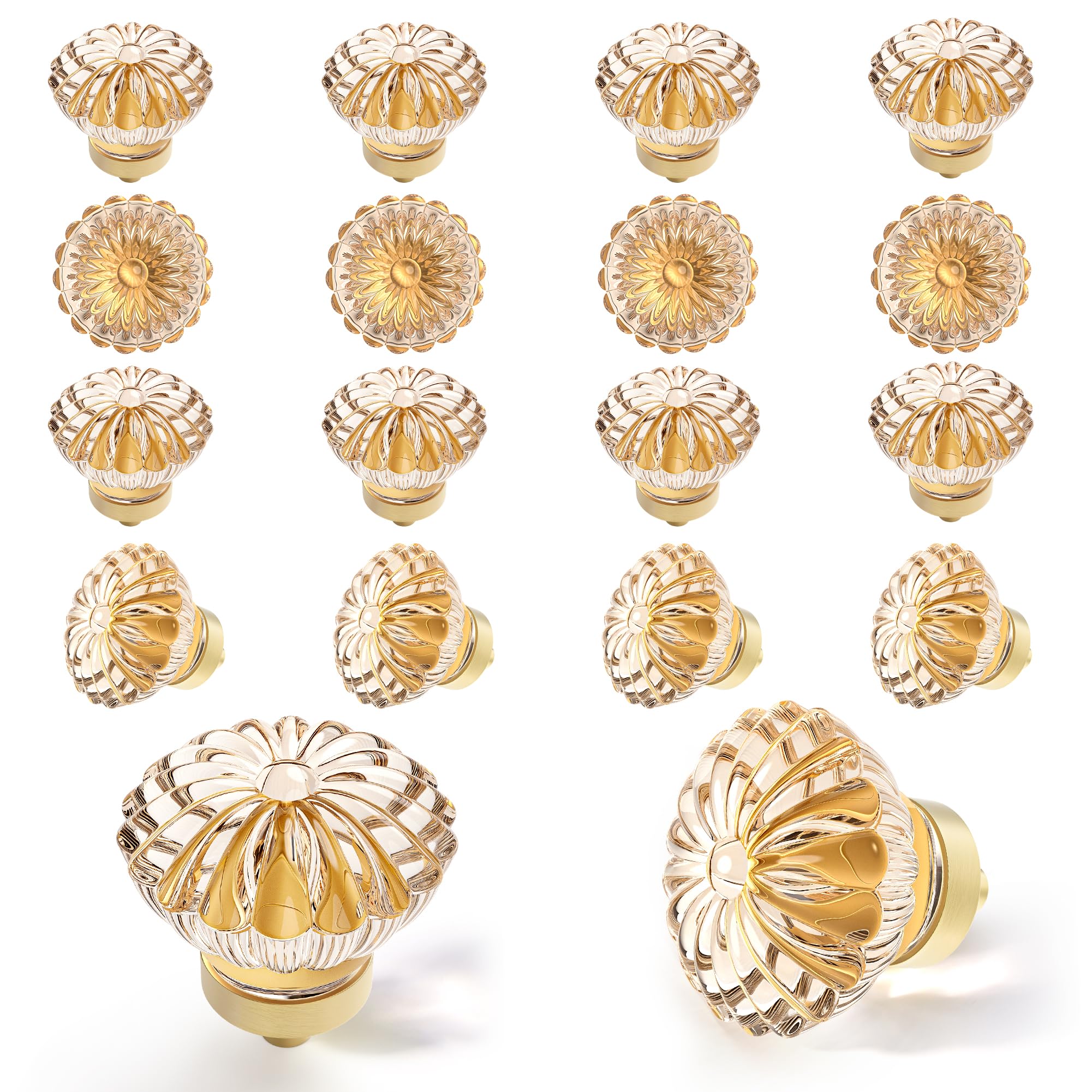Photo 1 of CEYMIO Crystal Vintage Cabinet Dresser Knobs?Champagne Gold, 16 Pack