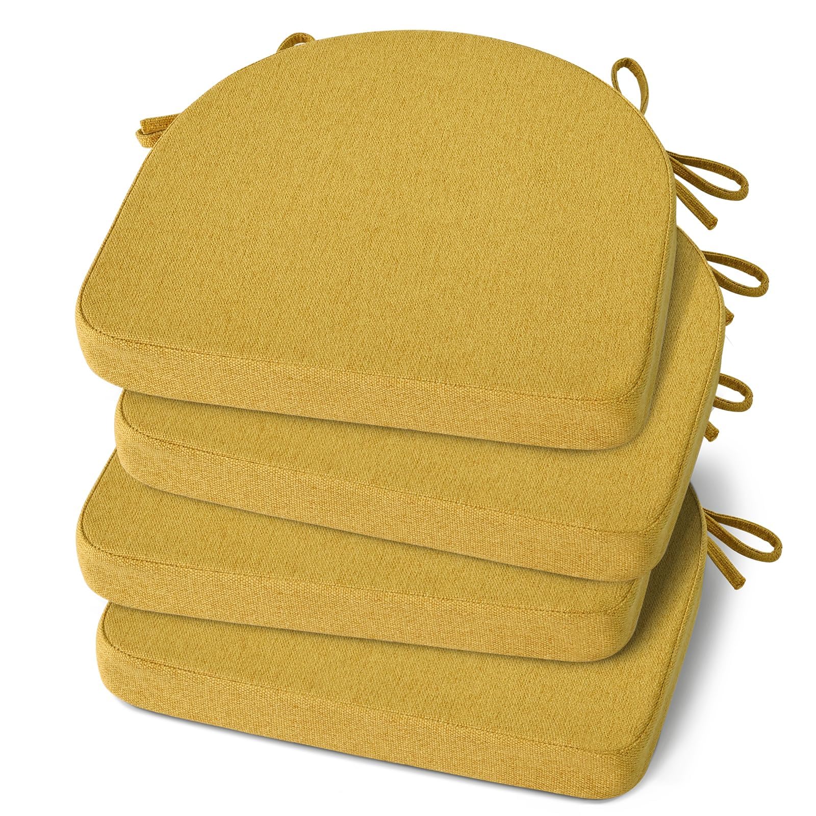 Photo 1 of  Kitchen Chair Cushions Set of 4, Non-Slip Dining Chair Cushions with Ties and Machine Washable Cover,  Yellow