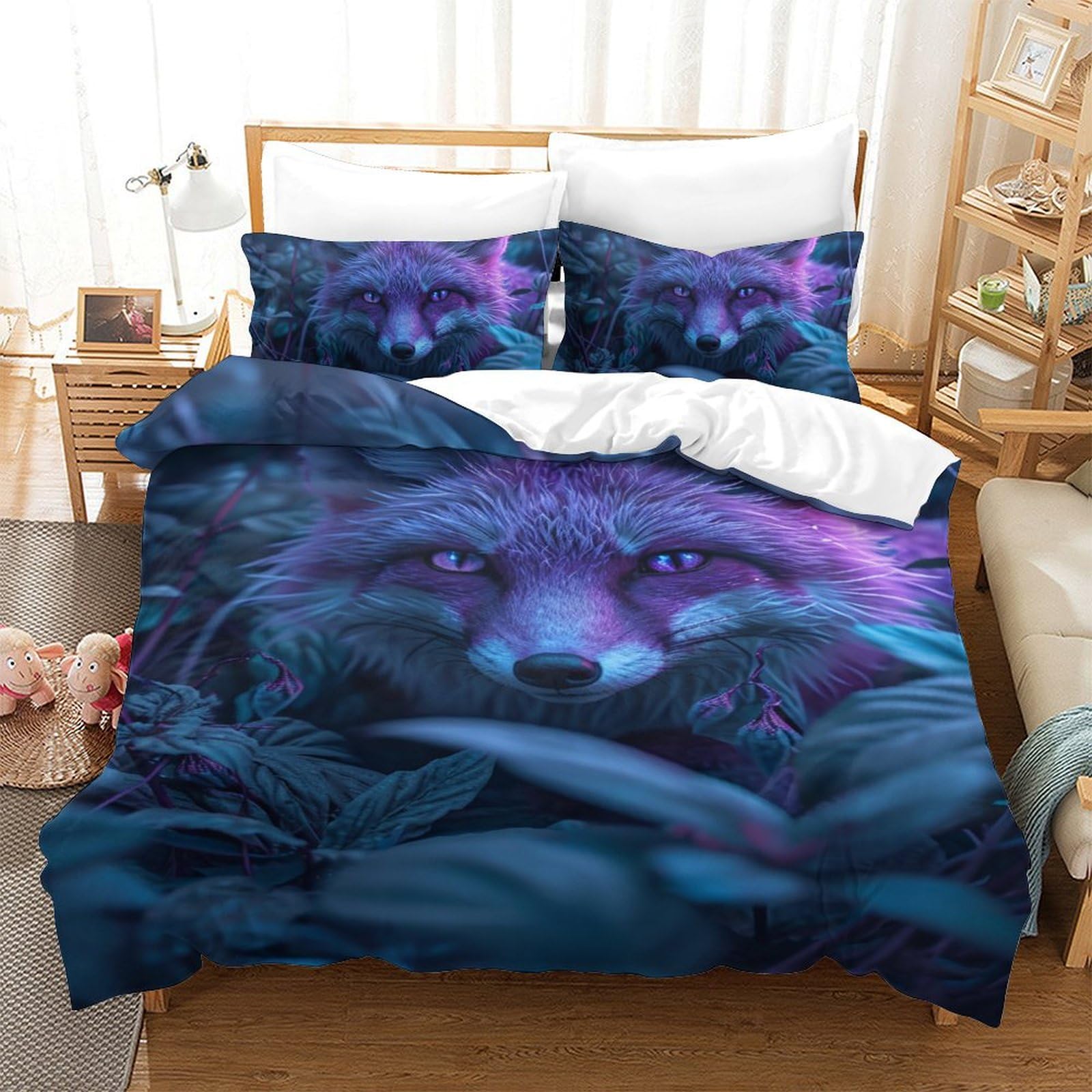 Ensemble de literie Renard de la Jungle parure de lit 140x200 microfibre respirante