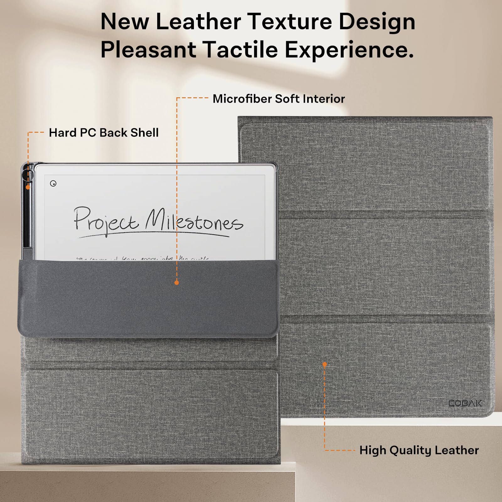 CoBak Case For 11.8" Remarkable Paper Pro Color Tablet 2024 Released- Smart Auto Sleep/Wake Folio Lightweight Protective Cover With Built-in Pen Holder And Nibs Holder (Vintage Brown