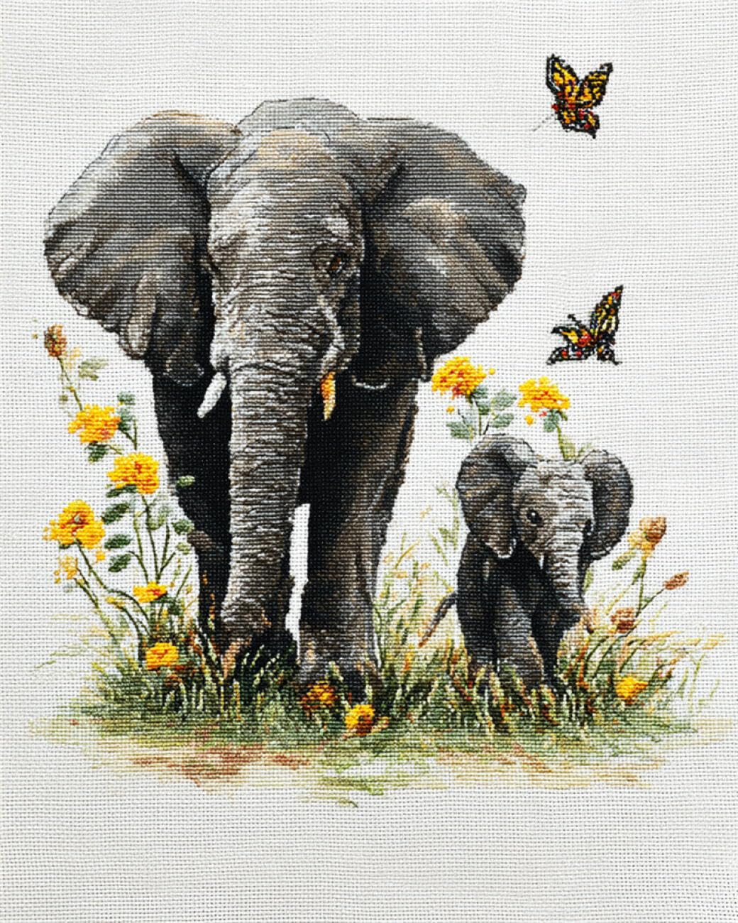 Rqwybcaxn Bead Embroidery Kits Elephants and Flowers 40x50cm