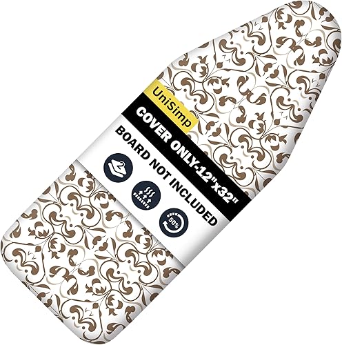 Vista 70 de Funda y almohadilla para tabla de planchar de 18 x 54 pulgadas, algodón natural extra grueso, resistente al quemado y a las manchas, cubierta