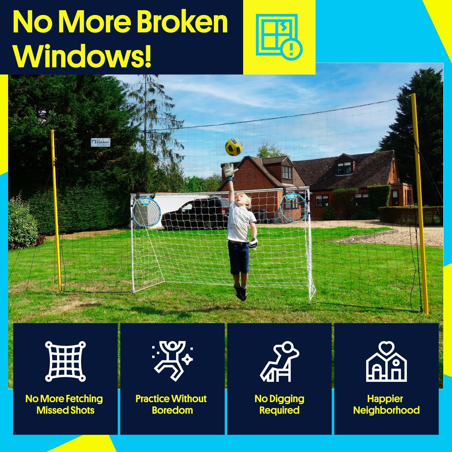 Open Goaaal 3-in-1 Soccer Training Rebounder - Soccer Goal for Volley, Passing, Training - Outdoor Sports, Backyard Games