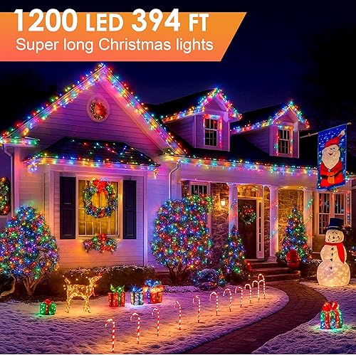 Miniatura 2 de Luces de Navidad 1200 LED de 394 pies, IP67 impermeables, luces para árbol de Navidad con 8 modos, tira de luces para exteriores con temporizadores