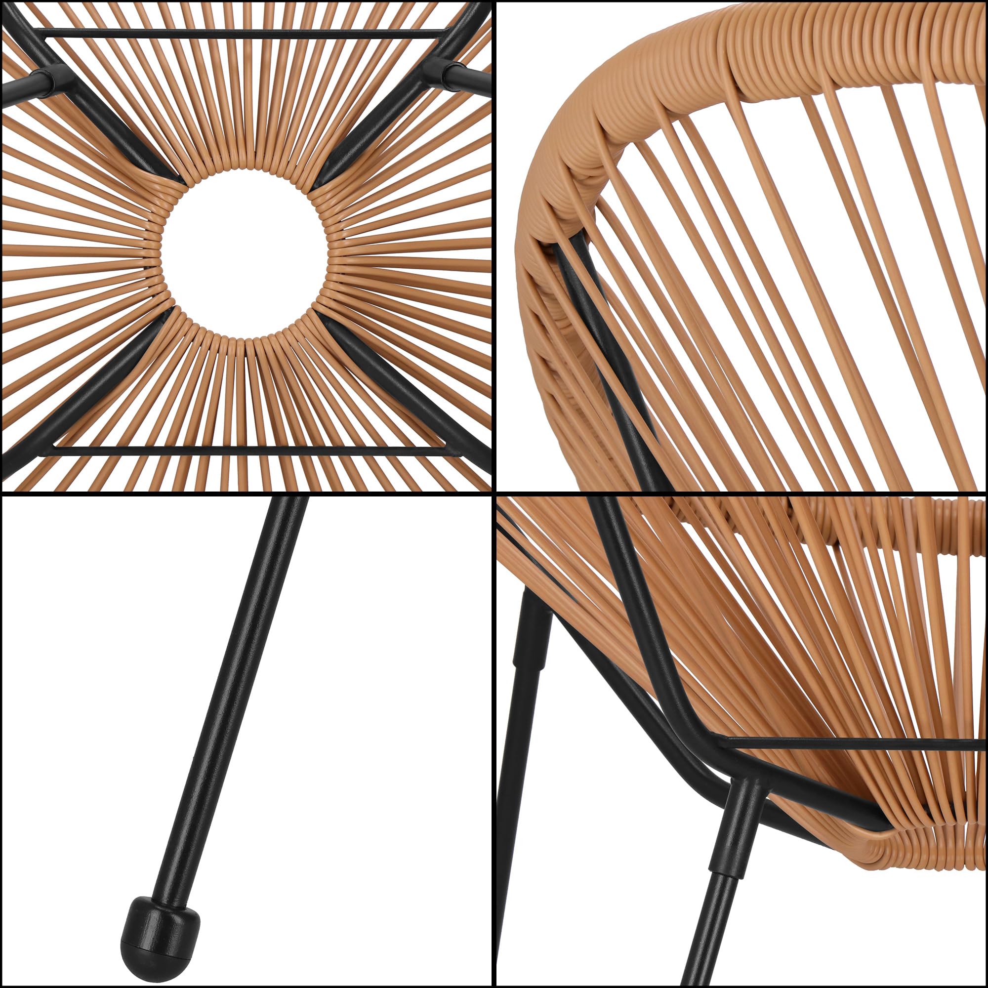 SPRINGOS Sedia da giardino Acapulco in rattan PE 73 x 40,5 x 87 cm