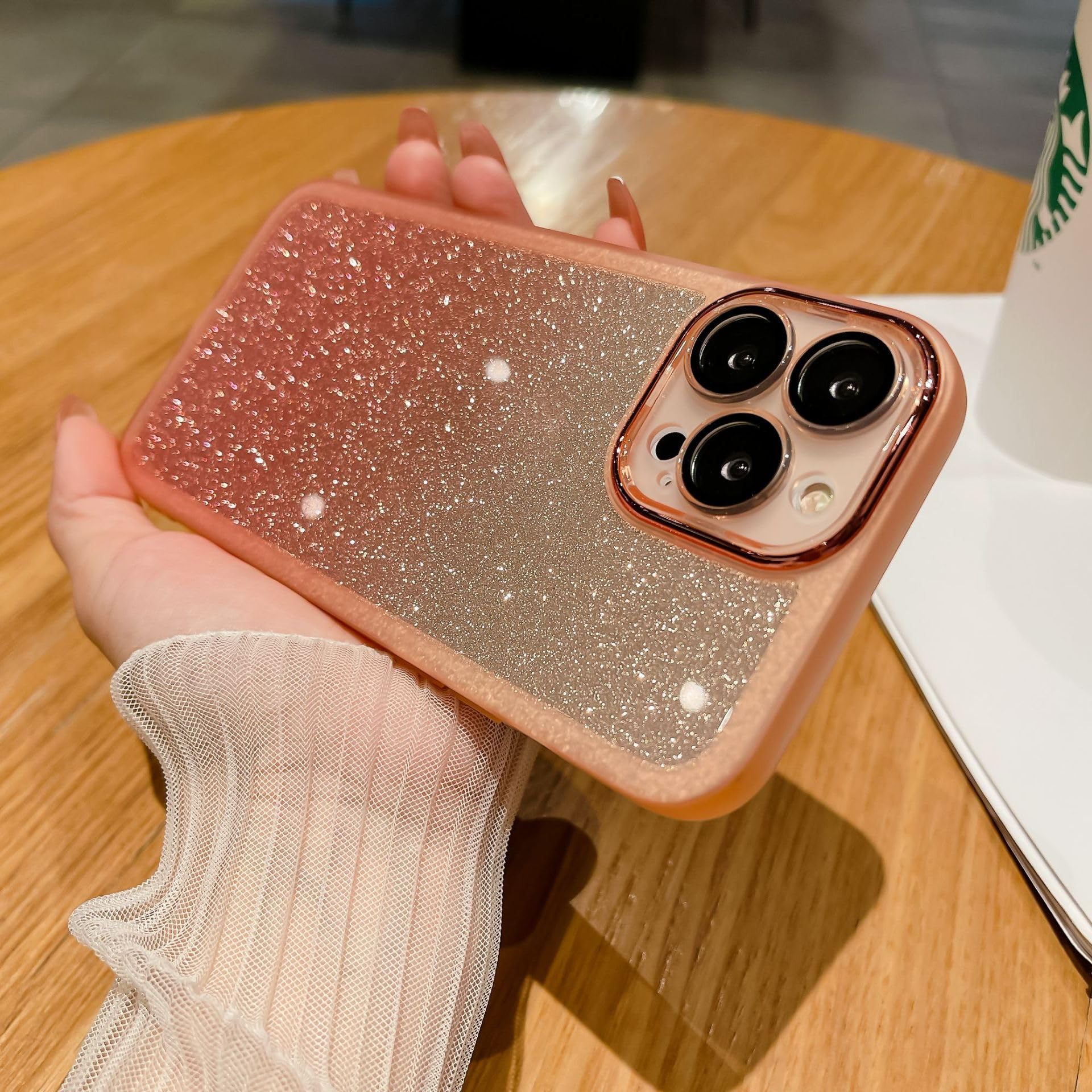 BAGNN Compatible with iPhone 12 Pro Max Case 6.7 inch Soft TPU Glitter Clear Smooth Grip Full-Body Bumper Anti-Slip Scratch Resistant Full Camera Lens Protective Cover for Women Girls-Pink