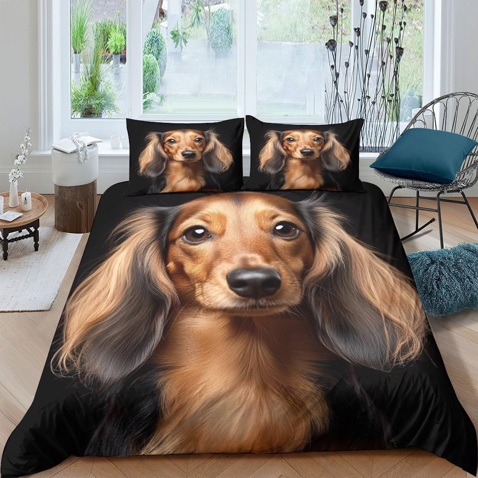 Ctjqhvkz Style-6 3D Printed Dachshund Dog Fitted Sheet Microfiber Soft Decorative Bed Cover For Bedroom Guest Room Dorm Mattress Protection Single（135X200cm）
