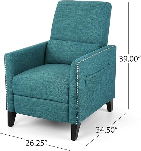 Miniatura 3 de Christopher Knight Home Alexis - Silla reclinable de tela contemporánea, color verde azulado, marrón oscuro