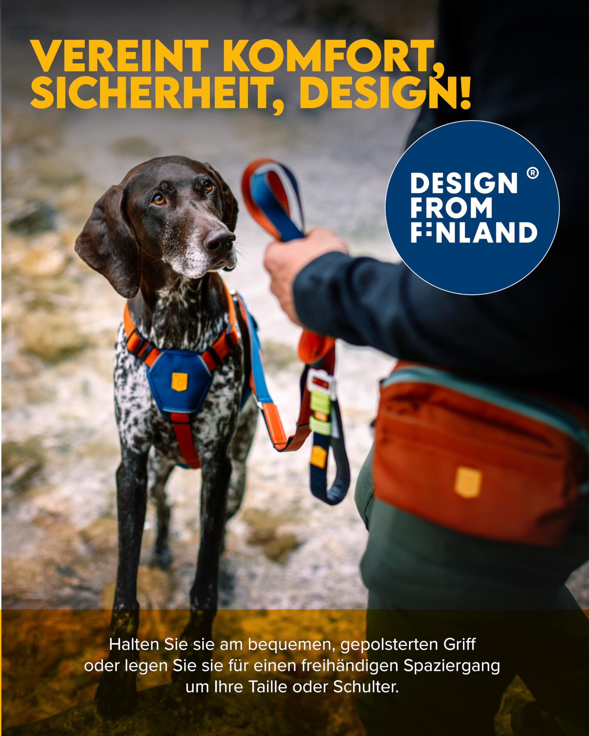 Woolly Wolf Color Block Multi-use Leine Terracotta Mix - Verstellbare Hundeleine 170 bis 300 cm, Reflektierende Führerleine aus recyceltem Polyester