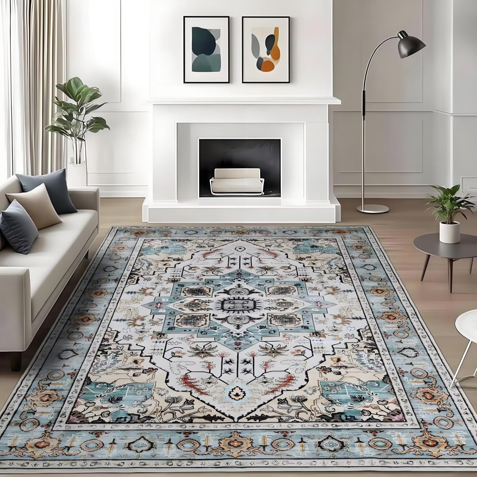 Tapis de salon et couloir bleu rétro pour une ambiance chaleureuse