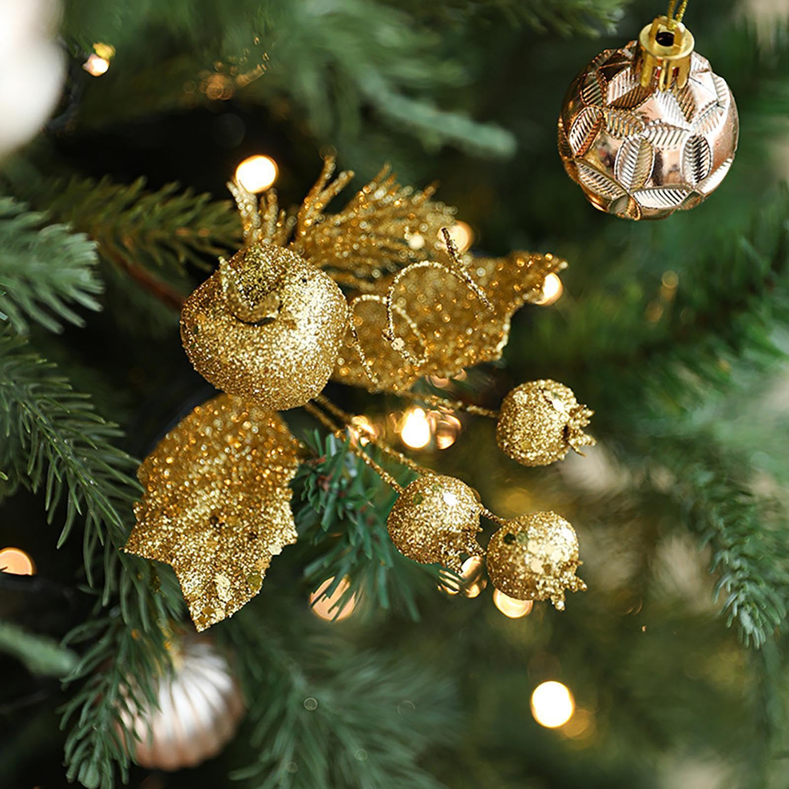 Feizeisun Lot De 20 Accessoires D'emballage De Noël Artificiels Pour Cadeaux, Baies De Noël, Pommes De Pin, Pour Travaux Manuels, Arrangements Floraux De Noël