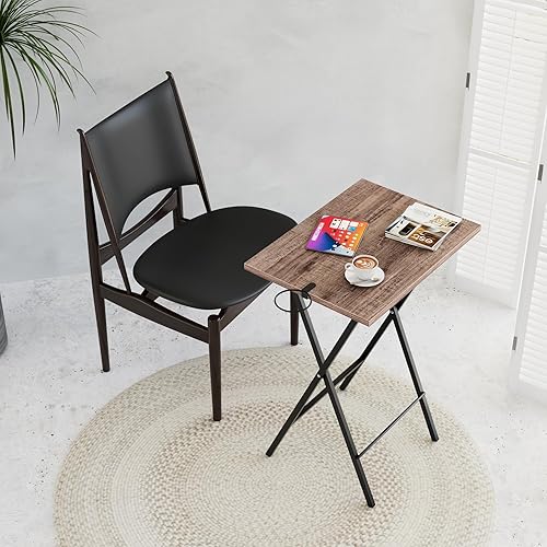 Miniatura 39 de VECELO Bandeja plegable de TV para comer, juego de 2, mesa portátil para cena/merienda con portavasos para sofá, sala de estar y espacio pequeño,