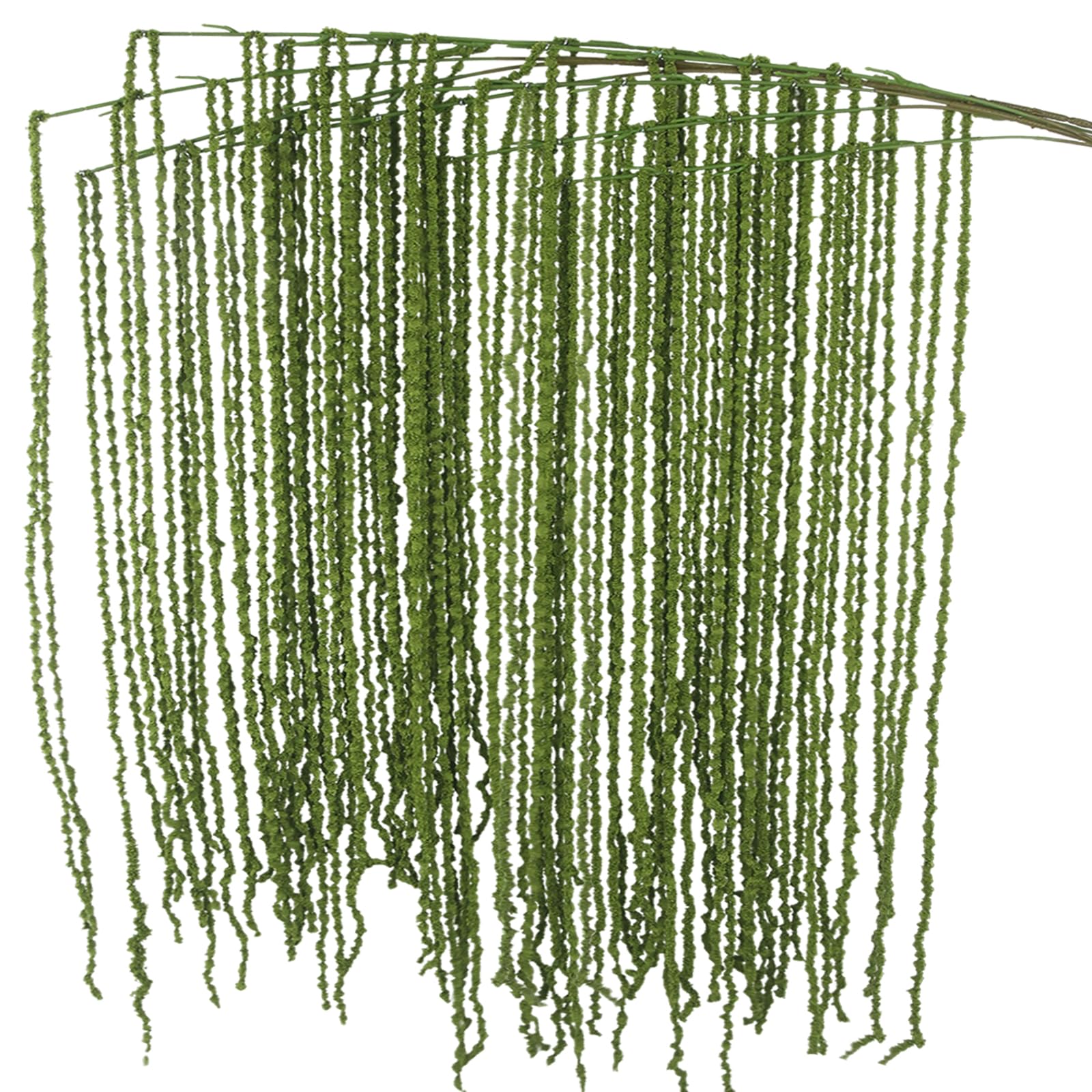 Photo 1 of ACRYCS 2Pcs Hanging Moss Amaranthus Artificial Flowers 29 Inch Green Dried Faux Amaranthus Fake Moss Vines Garland Stems for Wedding Arch Bouquet Floral Arrangement Wall Hanging Mantle Home Decor