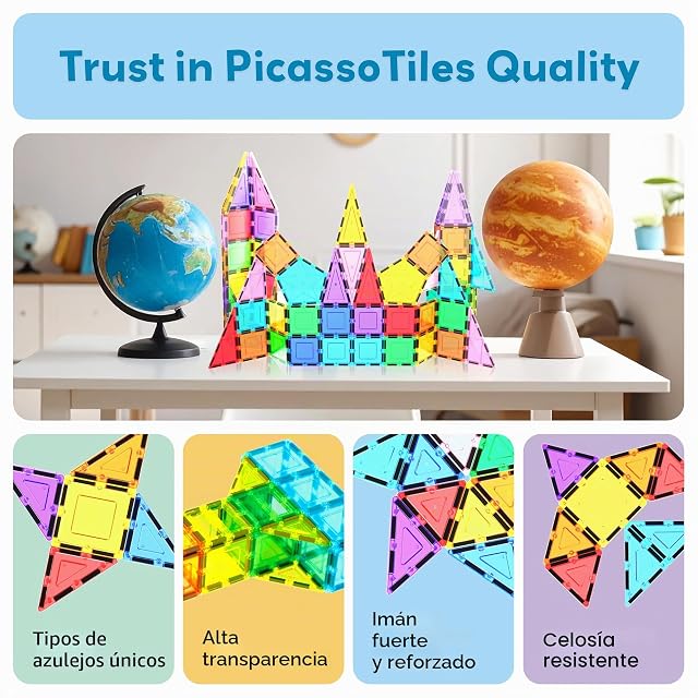 Foto 8 de 8 de PicassoTiles Bloque de construcción magnético de 32piezas de Temas de Refuerzo de Cohetes Juego Educativo…