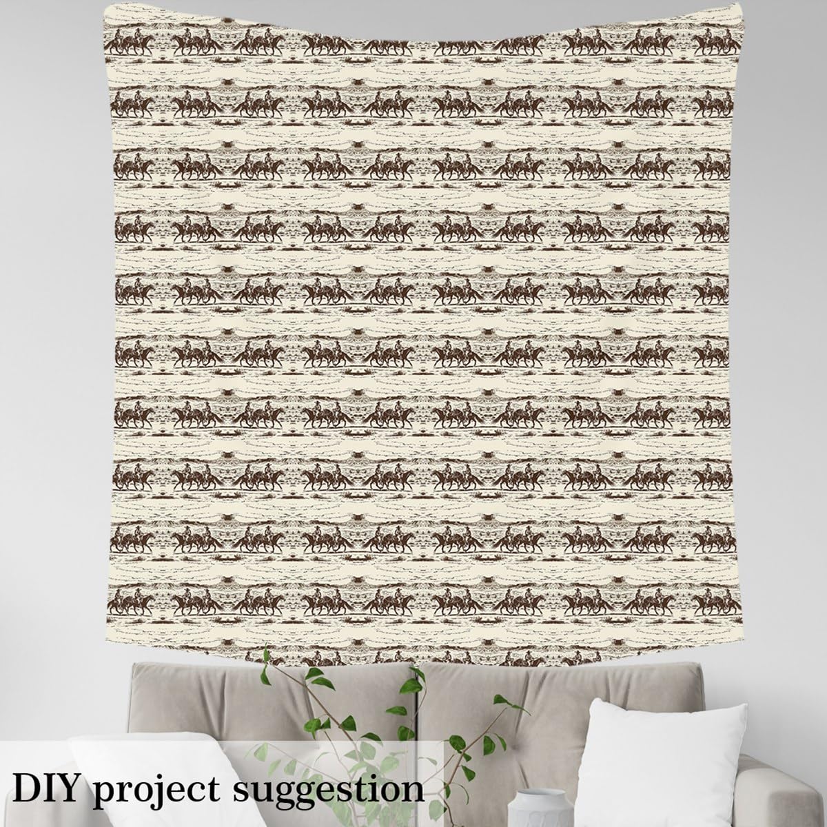 Homemissing Kinder Western Dekor Stoff Meterware 460x150cm Wild West Cowboy Polsterstoff für Stühle für Jungs Mädchen Cactus Dekorative Wasserdichter Patchwork Stoffe Braun Stoffpaket