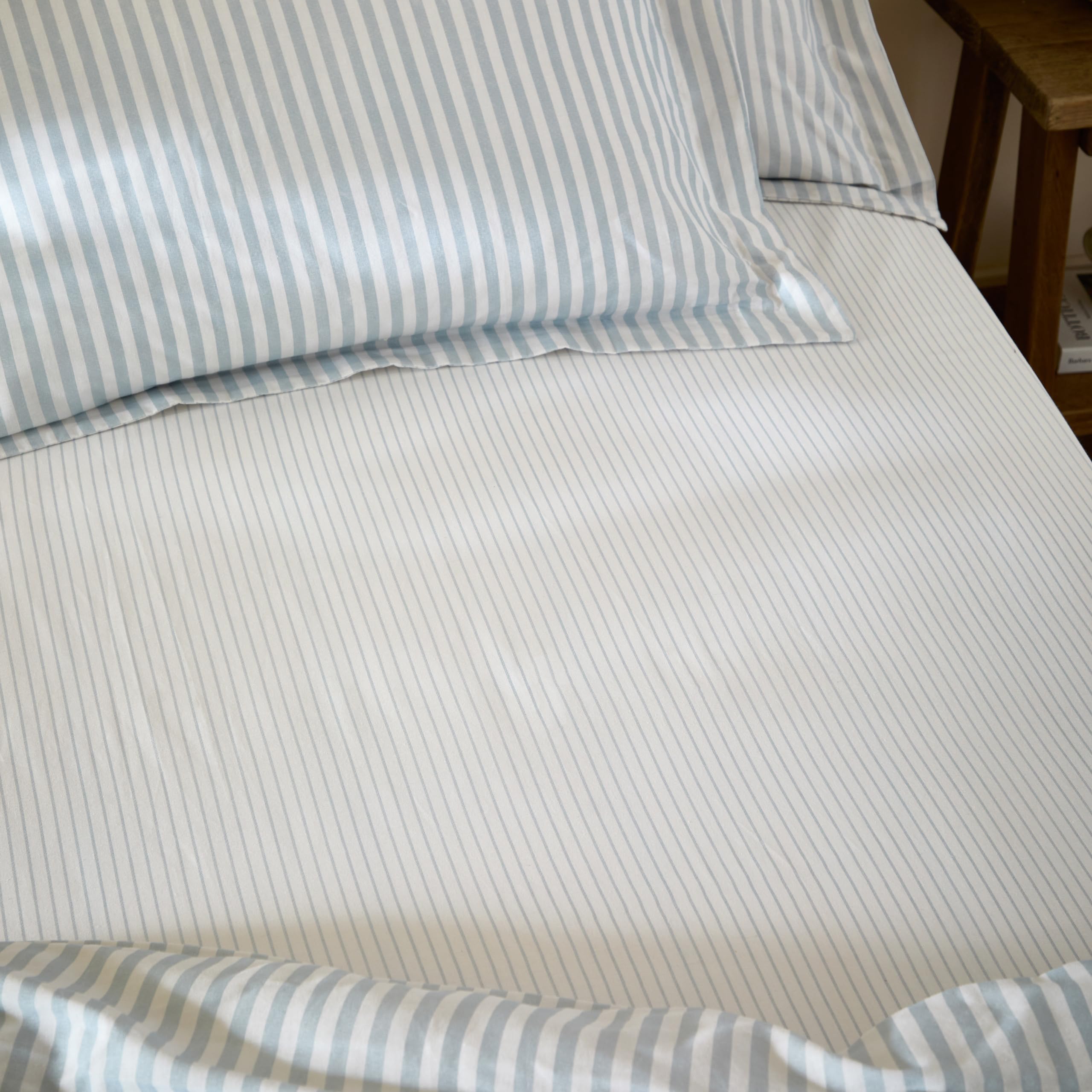Yard Hebden Striped 100% Cotton Fitted SheetMineral BlueKing from B&Q