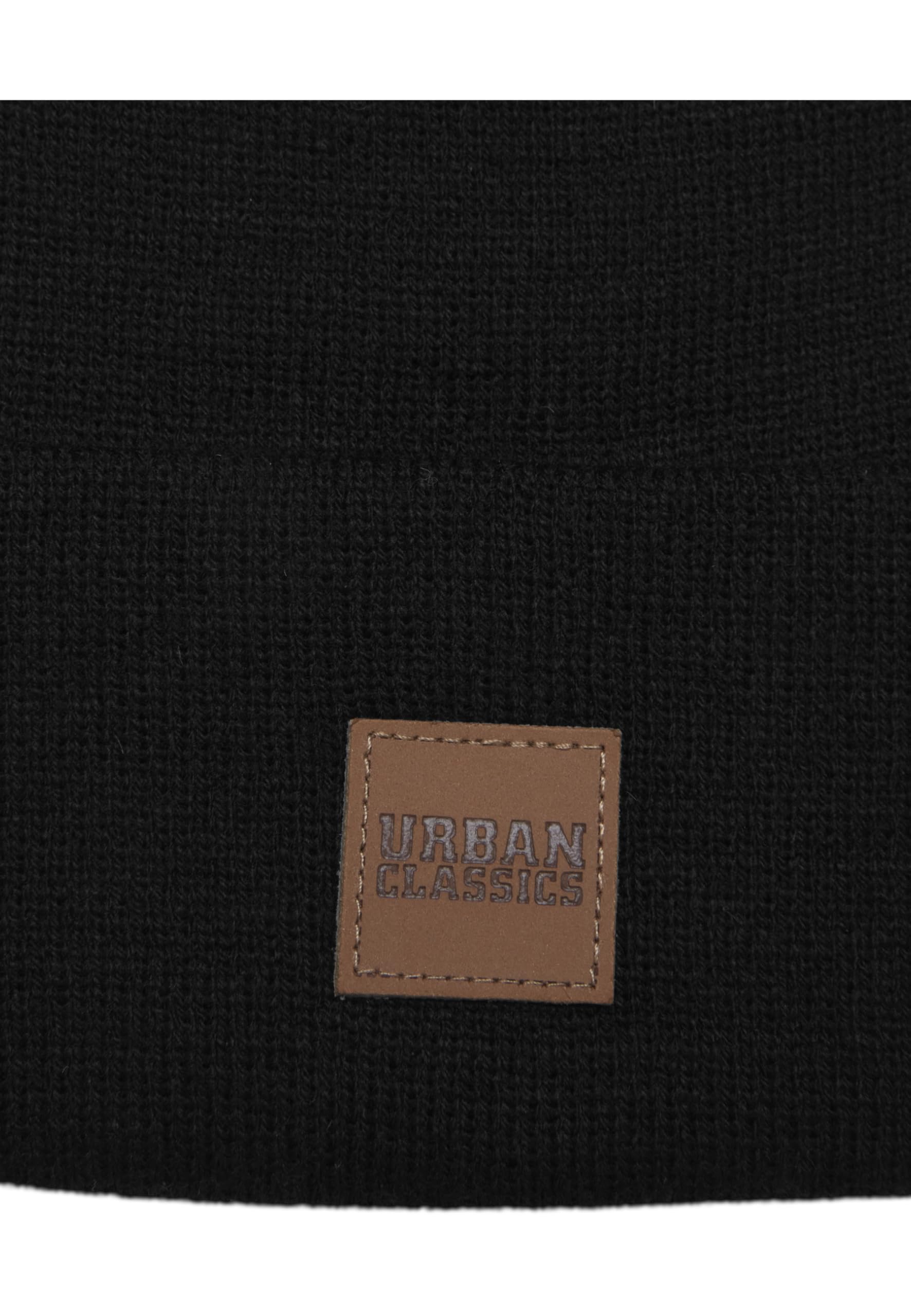 Urban Classics Uniseks Leatherpatch Long Beanie Czapka Zimowa, Czarny