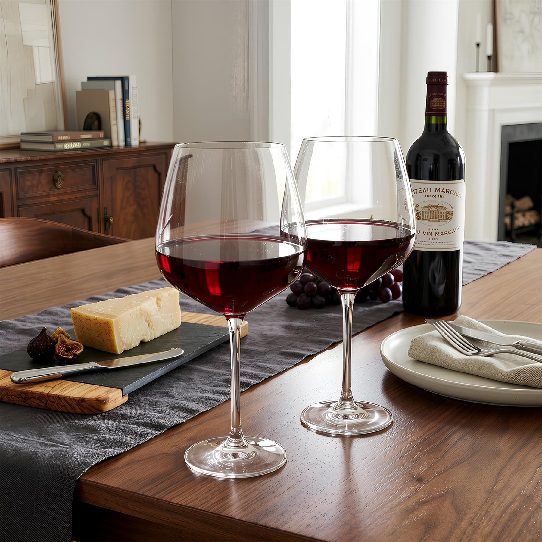 Argon Tableware 650ml Knightsbridge Verres à Vin Rouge en Cristal - 6x Grand Tige Verre Boire Verrerie Gobelets Anniversaire Mariage Coffret Cadeau | Compatible Lave-Vaisselle