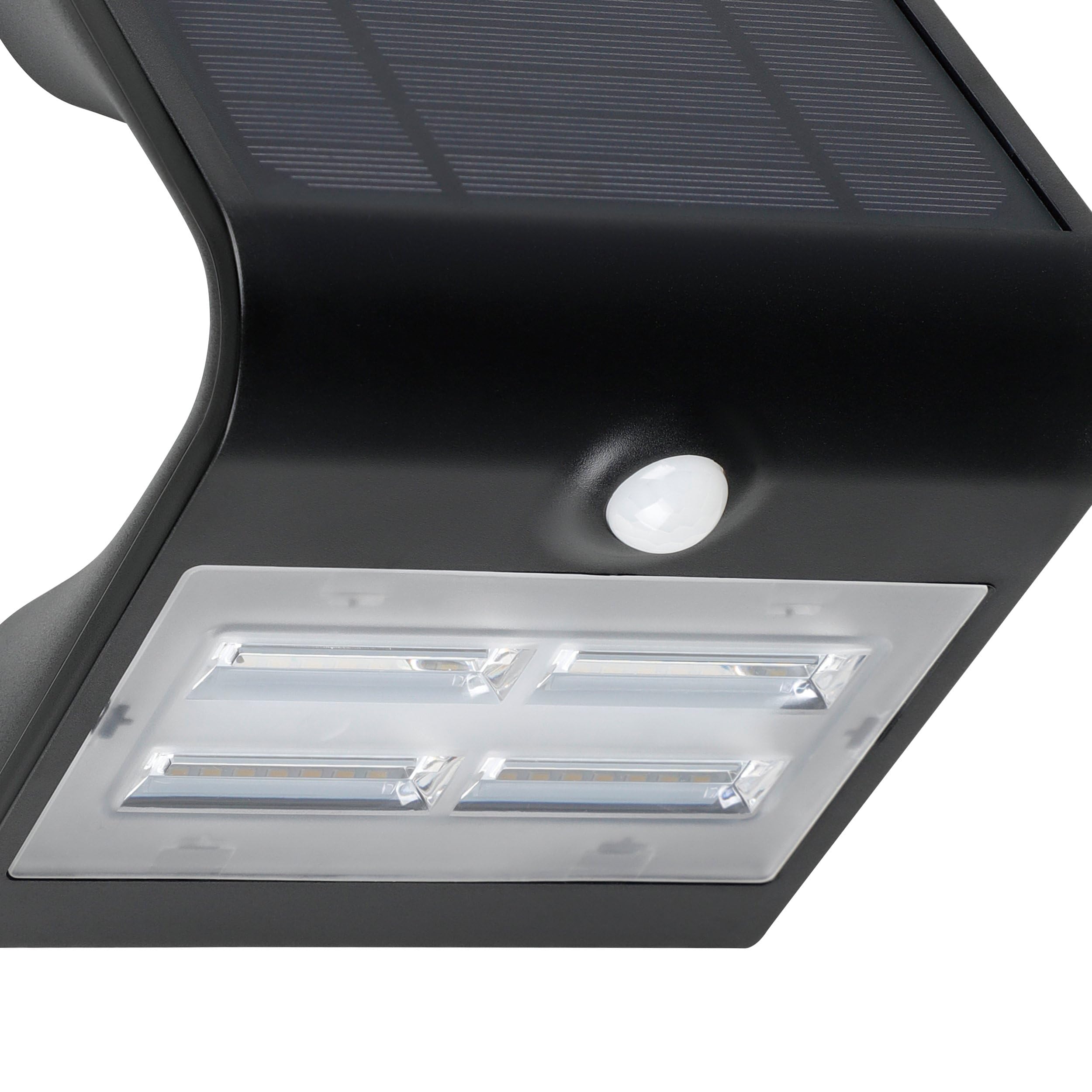 EGLO Lampada a muro LED per esterni Lamozzo, lampada solare per esterni | con rilevatore di movimento, con sensore giorno e notte, plastica nera, illuminazione per esterni bianco neutro, IP54