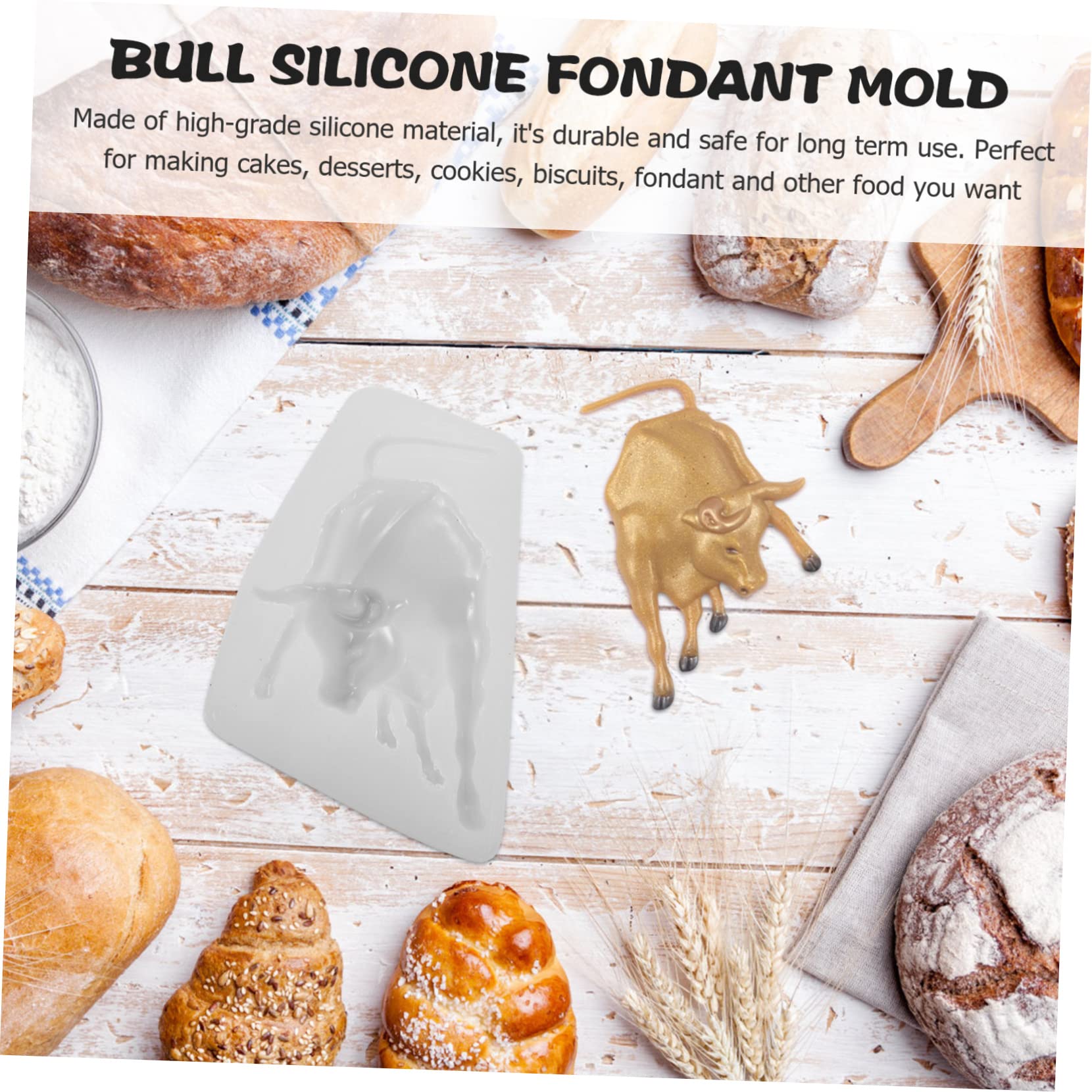 2 Moules En Silicone Taureau Et Vache - Moules à Fondant, Biscuits Et Gelée 3D Animaux, Matériau Écologique